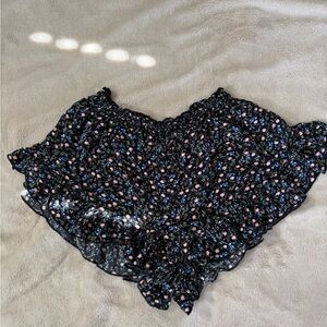Papermoon Black Floral Ruffle Women’s Shorts